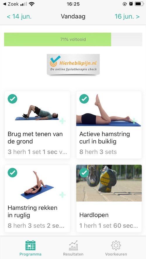 Online oefenprogramma Acuut hamstring letsel