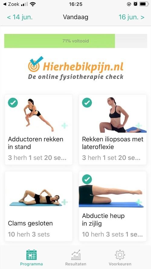 Online oefenprogramma Adductiegerelateerde liespijn