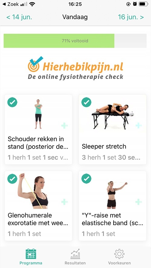 Online oefenprogramma Intern impingement