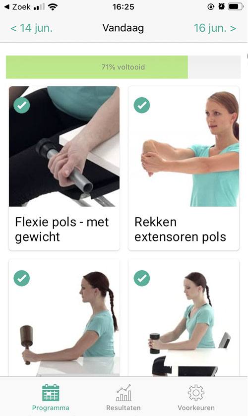 Online oefenprogramma Tennisarm
