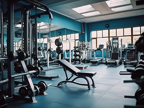Sportschool fitnessruimte cardio kracht trainingstoestellen 2